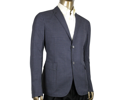 Gucci 's Formal Midnight Blue / Grey Wool Jacket 2 Buttons In Midnight Blue / Grey