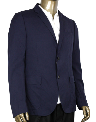 Gucci Men's Formal 2 Buttons Blue Poly / Wool / Elastane Jacket In Blue