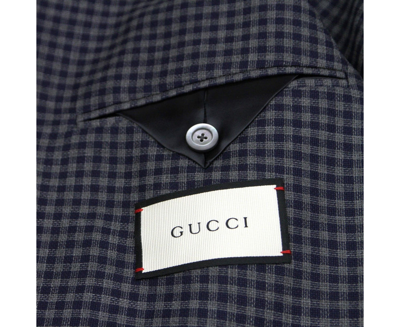 Gucci 's Formal Midnight Blue / Grey Wool Jacket 2 Buttons In Midnight Blue / Grey