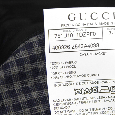Gucci 's Formal Midnight Blue / Grey Wool Jacket 2 Buttons In Midnight Blue / Grey