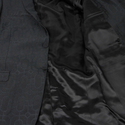 Gucci Mens Emerald Jacquard Dylan 60 Black Wool Silk 2 Buttons Jacket 322626 In Black