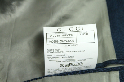 Gucci Men's Formal Blue Saphire Wool / Mohair 2 Buttons Jacket In Blue Saphire