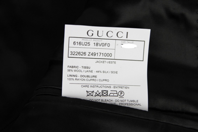 Gucci Mens Emerald Jacquard Dylan 60 Black Wool Silk 2 Buttons Jacket 322626 In Black