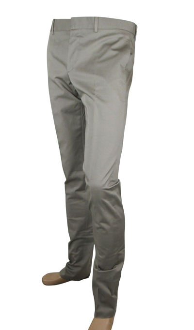 Shop Gucci Men's Gabardine Skinny Taupe Cotton Elastane Stretch Formal Pant 174142