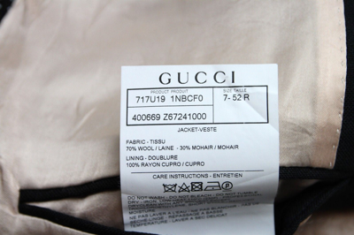 Gucci Men's Formal 2 Buttons 1 Vent Black Wool / Mohair Jacket In Black