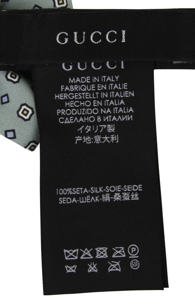 Shop Gucci Men's Habutai Print Green Silk Bow Tie 369800 4979