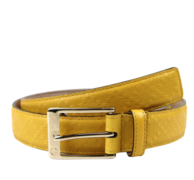 Gucci Men's Leather Diamante Square Buckle Belt In Orange Red