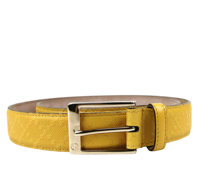 Gucci Men's Leather Diamante Square Buckle Belt In Orange Red