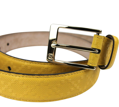 Gucci Men's Leather Diamante Square Buckle Belt In Orange Red
