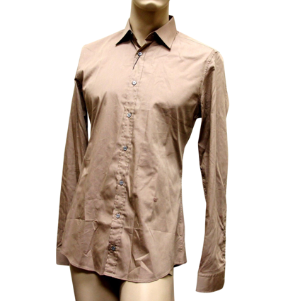 Shop Gucci Men's Light Brown Cotton / Silk Dress Shirt (42 / 16.5)