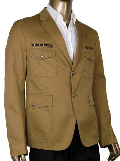 Gucci Men's Light Brown Cotton Jacket (g 52 / Us 42) In Light Brown