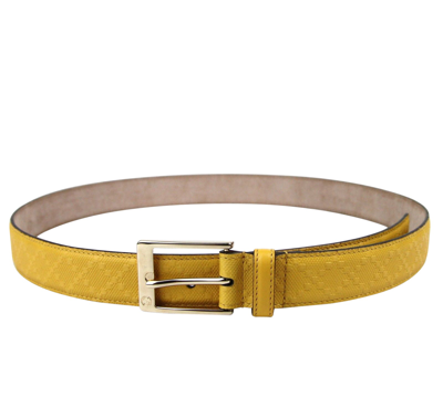 Gucci Men's Leather Diamante Square Buckle Belt In Orange Red