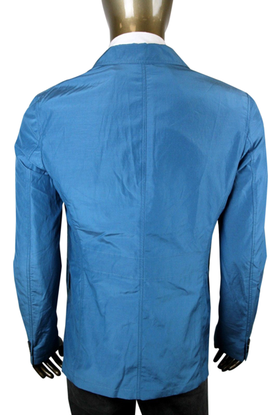 Gucci Mens Light Blazer Teal Cotton Silk Two Button Jacket 304814 4670 In Teal