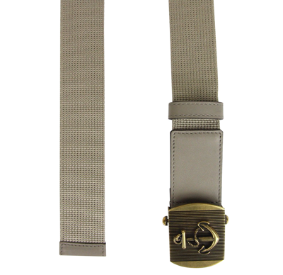 Shop Gucci Men's Military Beige Fabric Belt Anchor Brass Buckle 375191 1523