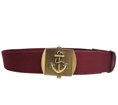 Shop Gucci Men's Military Burgundy Fabric Anchor Brass Buckle Belt 375191 6148