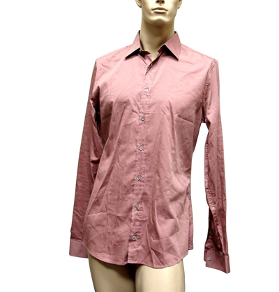 Shop Gucci Men's Pale Red Cotton Silk Slim Dress Shirt (42 / 16.5)