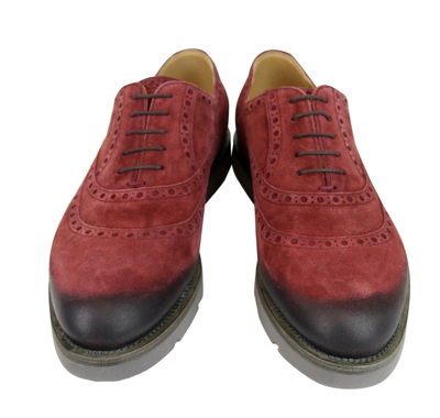 Shop Gucci Men's Oxford Red Suede Dress Shoes With Logo
