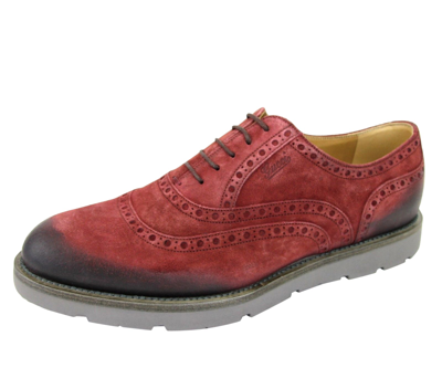 Shop Gucci Men's Oxford Red Suede Dress Shoes With Logo