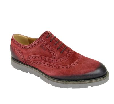 Shop Gucci Men's Oxford Red Suede Dress Shoes With Logo