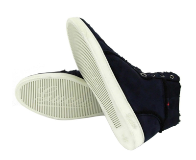 Shop Gucci Men's Navy Shearling High-top Sneaker In Navy Blue