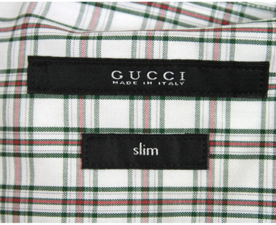 Shop Gucci Men's Plaid Cotton Slim Dress Shirt In Green Red