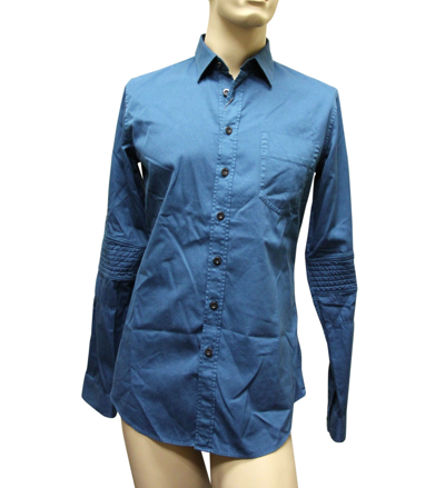 Gucci Men's Skinny Greenish Blue Cotton Dress Shirt In Greenish Blue