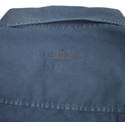 Gucci Men's Skinny Greenish Blue Cotton Dress Shirt In Greenish Blue