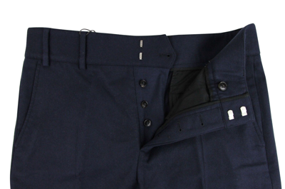 Shop Gucci Men's Stretch Flannel Navy Cotton Polyamide Elastane Dress Pant
