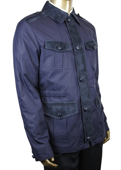 Shop Gucci Men's Washed Gabardine Midnight Blue Cotton / Polyester Jacket