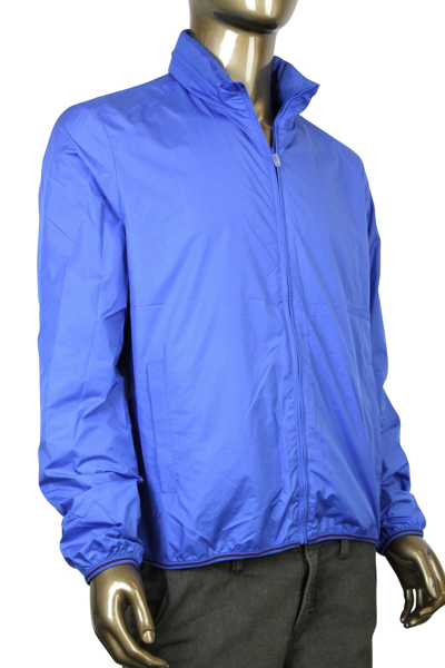 Shop Gucci Men's Techno Polyester Windbreaker Jacket In Blue