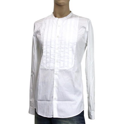 Shop Gucci Men's White Cotton Banded Skinny Shirt