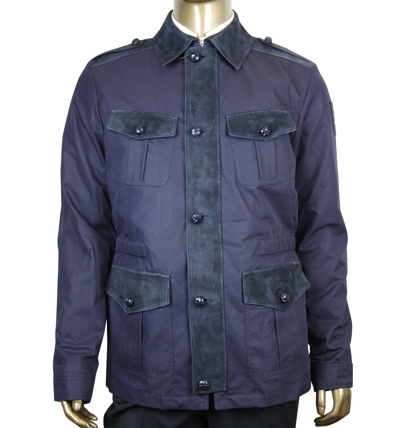 Shop Gucci Men's Washed Gabardine Midnight Blue Cotton / Polyester Jacket