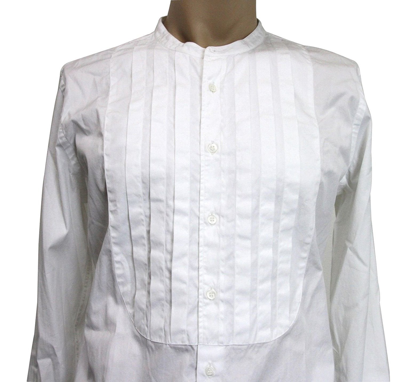 Shop Gucci Men's White Cotton Banded Skinny Shirt