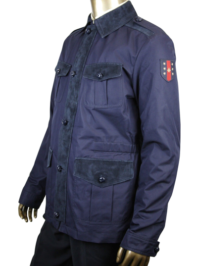 Gucci Men's Washed Gabardine Midnight Blue Cotton / Polyester Jacket In Midnight Blue