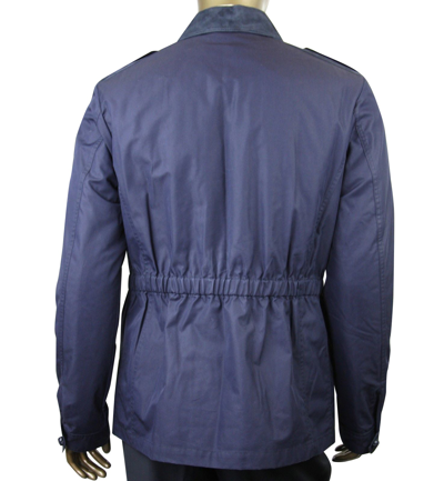 Shop Gucci Men's Washed Gabardine Midnight Blue Cotton / Polyester Jacket