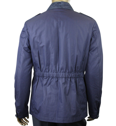Gucci Men's Washed Gabardine Midnight Blue Cotton / Polyester Jacket In Midnight Blue