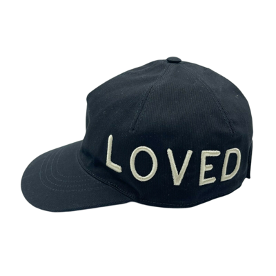 Shop Gucci Unisex Black Canvas Baseball Hat With "loved" Embroidery L