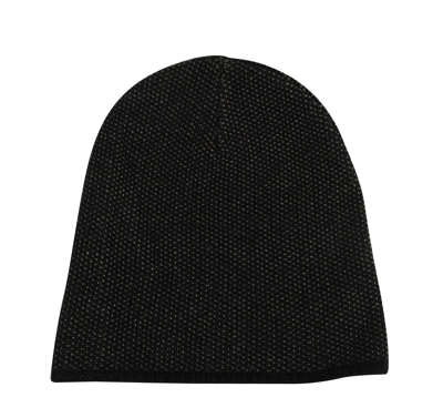Gucci Unisex Black / Beige Wool Cashmere Cotton Knit Beanie Hat With Logo 352350 1079 In Black / Beige
