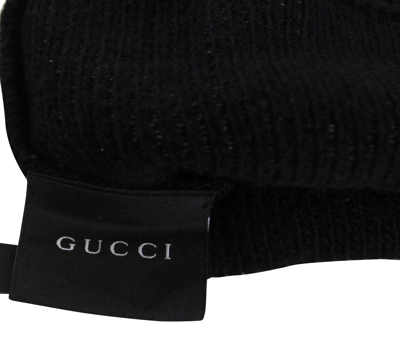 Shop Gucci Unisex Black / Beige Wool Cashmere Cotton Knit Beanie Hat With Logo 352350 1079