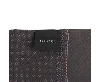 Shop Gucci Unisex Brown Green Silk With Flower Print Twill Scarf 344163 3268