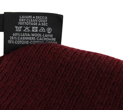 Gucci Unisex Burgundy Wool Cashmere Cotton Knit Beanie Hat With Logo 352350 6079 In Burgundy