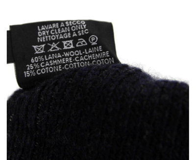 Shop Gucci Unisex Dark Blue Wool Cashmere Cotton Beanie Hat With Logo 352350 4079