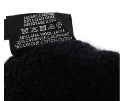 Gucci Unisex Dark Blue Wool Cashmere Cotton Beanie Hat With Logo 352350 4079 In Dark Blue