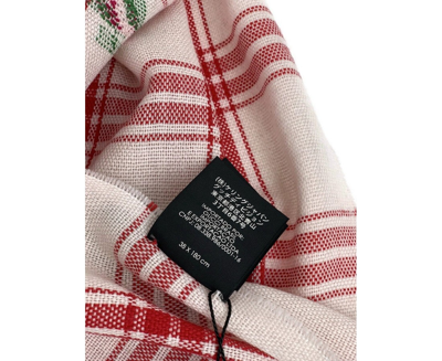 Gucci Unisex Off White Wool Plaid Rose Print Scarf Muffler 481896 9274 In White