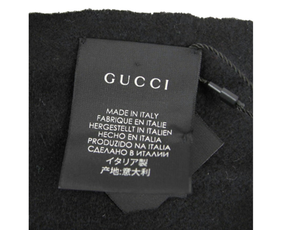 Gucci Women's Black Silk / Cashmere Long Scarf With Yellow Sequin "loved" In Black