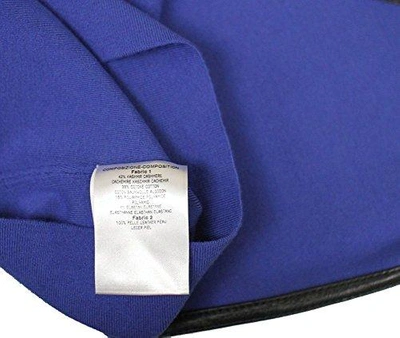 Shop Gucci Women's Blue Cashmere Blend Small Cotton Knit Leather Trim Tank Top