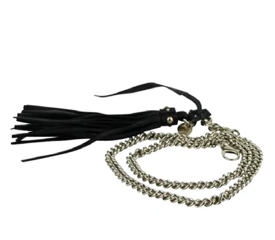Shop Gucci Women's Chain Tassel Gold / Black Leather Belt 388992 8061