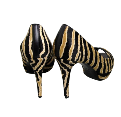 Shop Gucci Women's Calf Hair Betty Open-toe Platform Pump Shoes In Multi-color