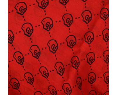Gucci Women's Ghost Red Modal / Silk Gg Skull Print Large Square Scarf In Red