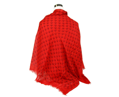Gucci Women's Ghost Red Modal / Silk Gg Skull Print Large Square Scarf In Red